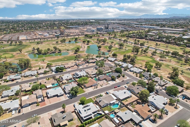 207 E Strahan Dr, Tempe, AZ 85283 - aerial view of property and surrounding area featuring a water and mountain view, a golf club, and nearby suburban area