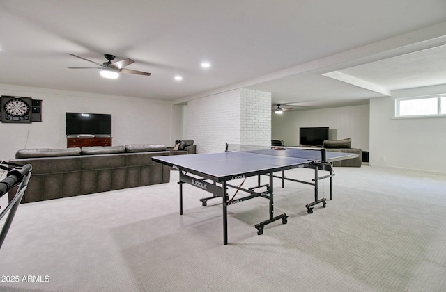 1712 E Fairfield St, Mesa, AZ 85203 - game room featuring a ceiling fan and light carpet