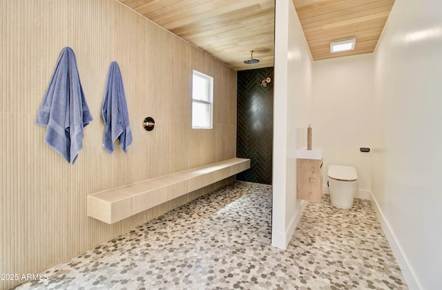 1712 E Fairfield St, Mesa, AZ 85203 - full bath with tiled shower and wooden ceiling