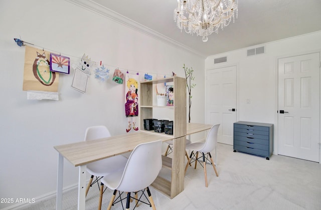1712 E Fairfield St, Mesa, AZ 85203 - office area featuring a chandelier, carpet, and ornamental molding