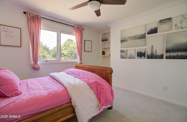 1712 E Fairfield St, Mesa, AZ 85203 - carpeted bedroom featuring ornamental molding and ceiling fan