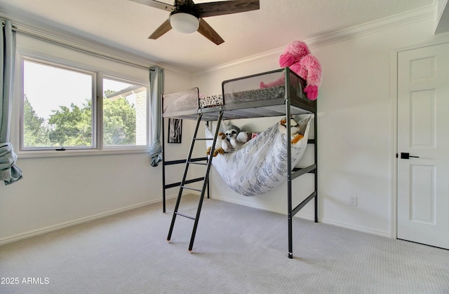 1712 E Fairfield St, Mesa, AZ 85203 - bedroom featuring carpet, crown molding, and ceiling fan