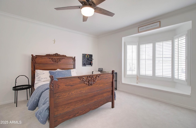 1712 E Fairfield St, Mesa, AZ 85203 - carpeted bedroom with ornamental molding, multiple windows, and ceiling fan