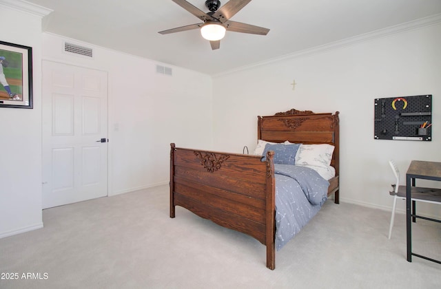 1712 E Fairfield St, Mesa, AZ 85203 - bedroom featuring carpet floors, ornamental molding, and ceiling fan