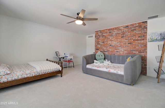 1712 E Fairfield St, Mesa, AZ 85203 - carpeted bedroom featuring ornamental molding and a ceiling fan
