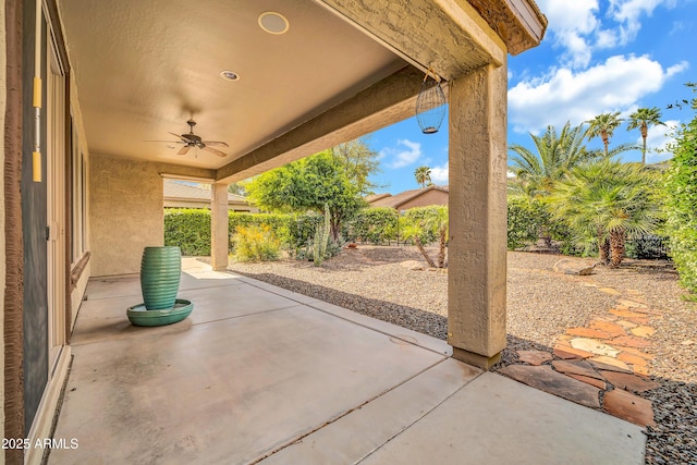 view of patio with a ceiling fan