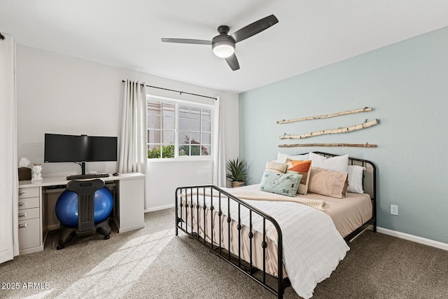 bedroom featuring carpet flooring and ceiling fan