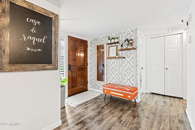 entrance foyer featuring wood-type flooring