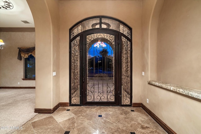 3523 E Presidio Cir, Mesa, AZ 85213 - foyer entrance with arched walkways and baseboards
