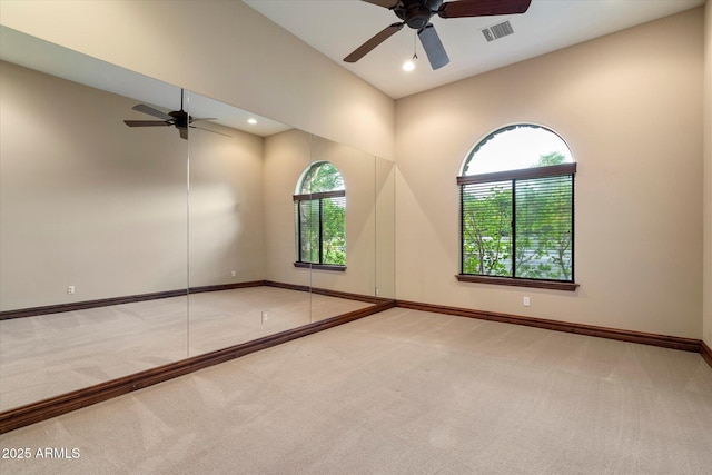 3523 E Presidio Cir, Mesa, AZ 85213 - spare room with carpet, ceiling fan, baseboards, and recessed lighting