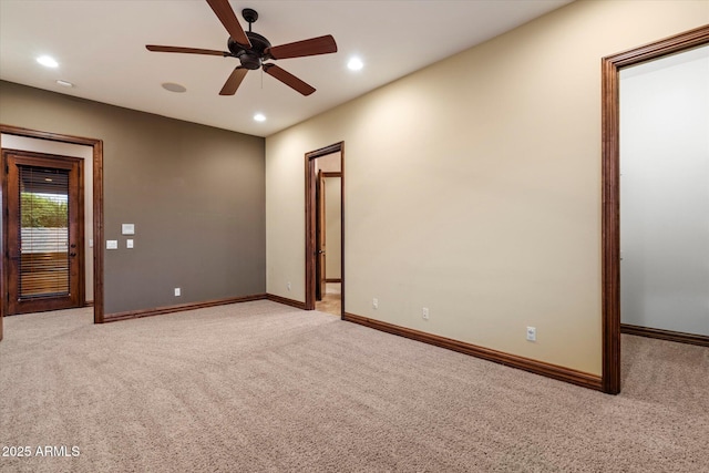3523 E Presidio Cir, Mesa, AZ 85213 - unfurnished room with light carpet, baseboards, a ceiling fan, and recessed lighting