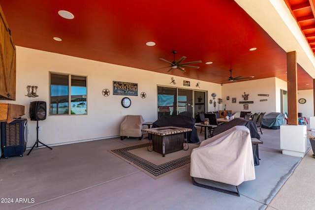 view of patio with ceiling fan