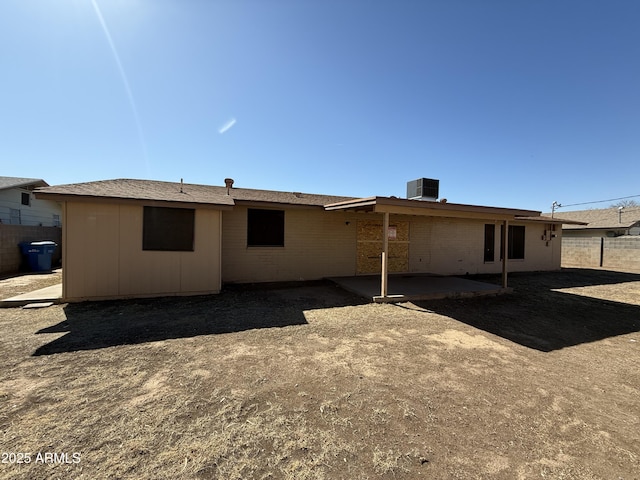 back of house featuring a patio area, fence, and cooling unit