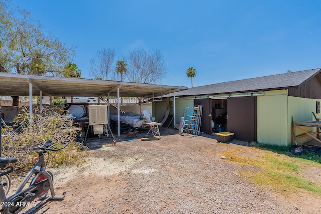 exterior space with an outbuilding