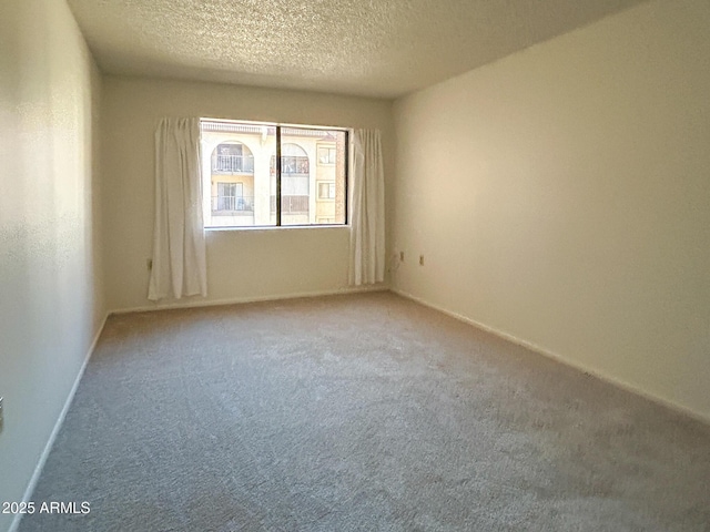 spare room with carpet and a textured ceiling