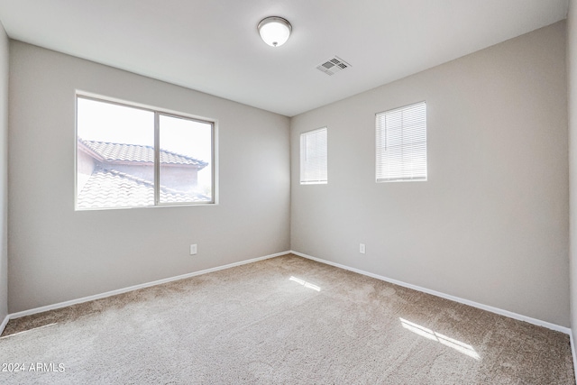 spare room with light colored carpet