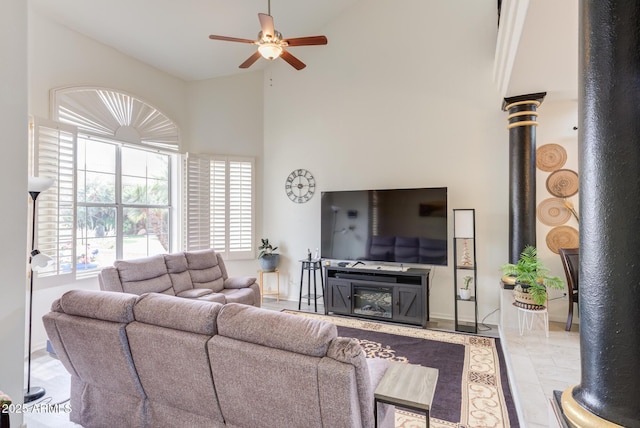5940 W Robinson Way, Chandler, AZ 85226 - living area with a towering ceiling and a ceiling fan