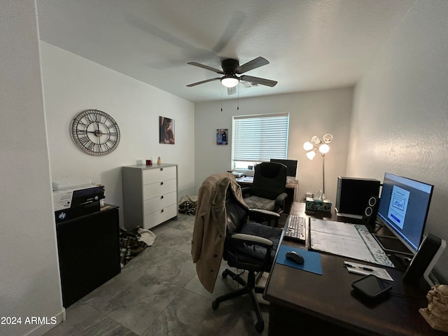 home office with ceiling fan