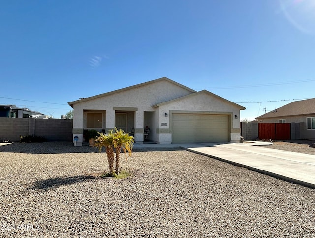 ranch-style home with a garage