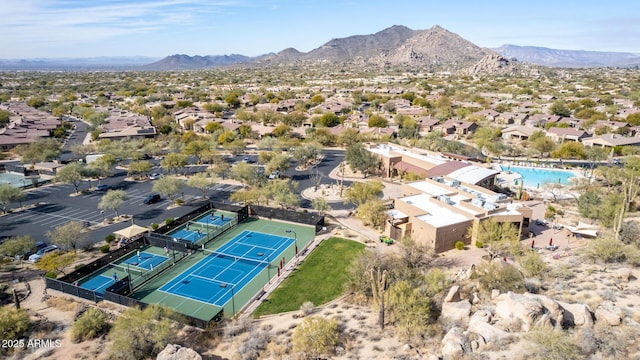 aerial view featuring a mountain view