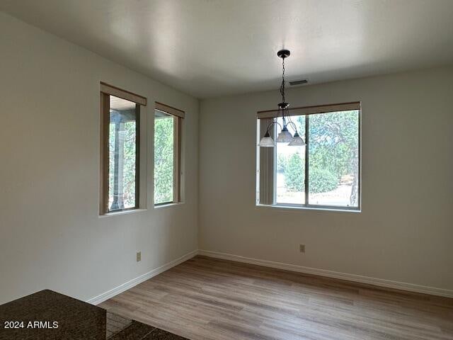 empty room with hardwood / wood-style floors and a healthy amount of sunlight