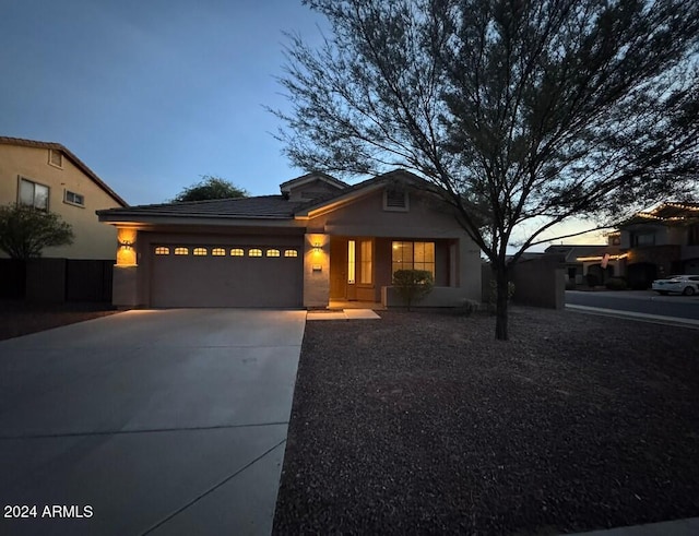 view of front of house with a garage