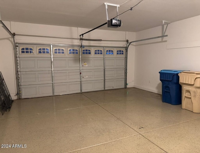 garage with a garage door opener