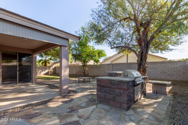 view of patio / terrace with a grill and exterior kitchen