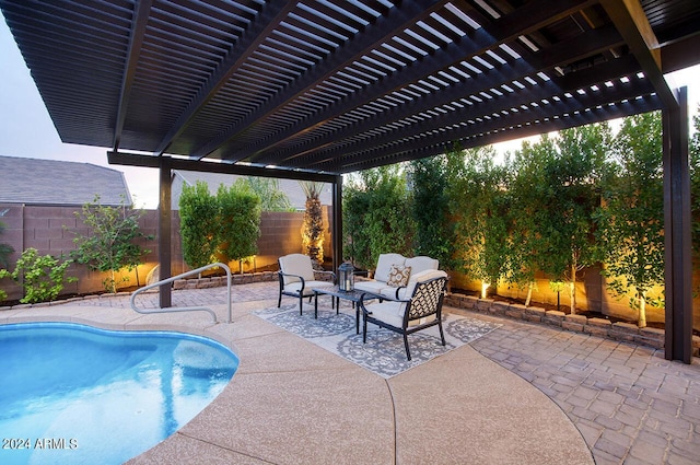 view of pool with a pergola and a patio