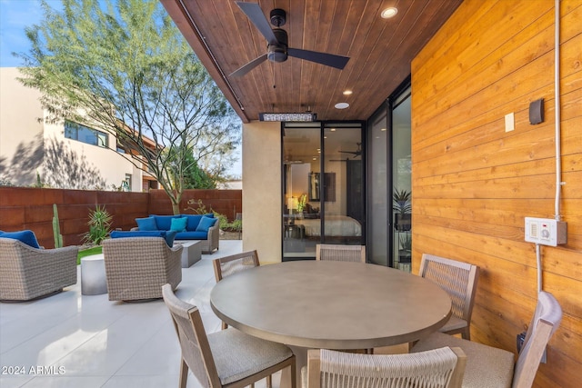 view of patio / terrace with outdoor lounge area and ceiling fan