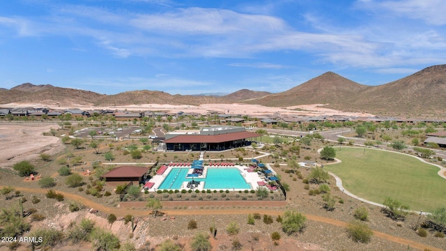 aerial view with a mountain view