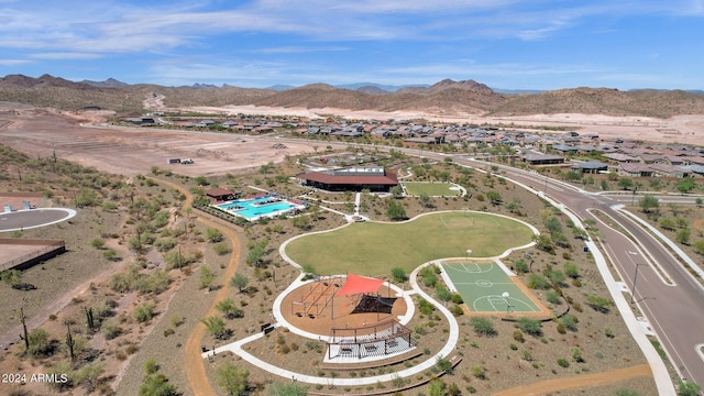 aerial view with a mountain view