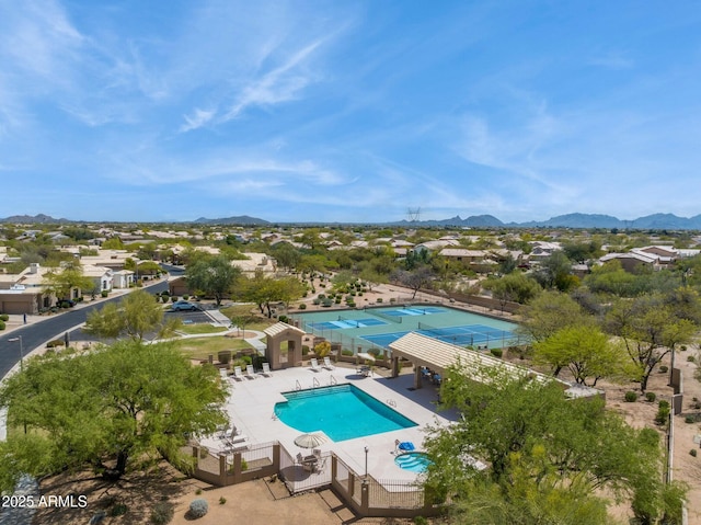 bird's eye view featuring a mountain view