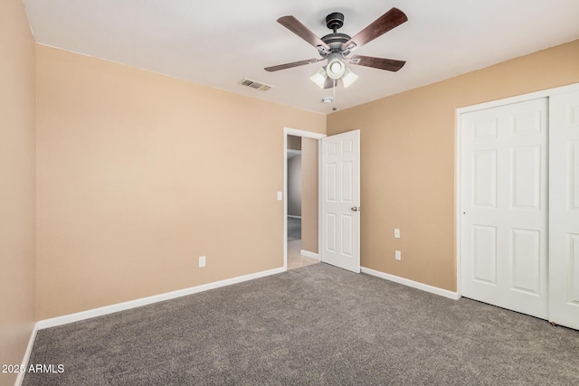 3343 W Lone Cacuts Dr, Phoenix, AZ 85027 - unfurnished bedroom featuring carpet floors, a closet, and a ceiling fan