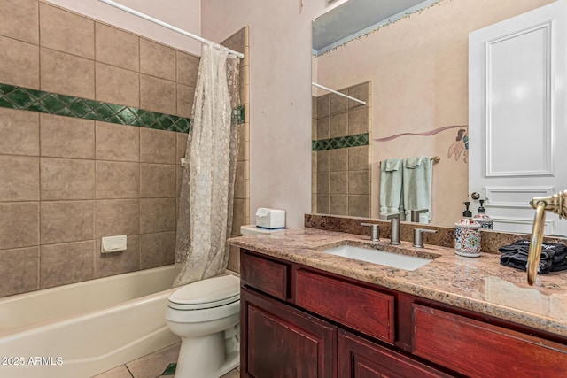 1758 E Carver Rd, Tempe, AZ 85284 - full bath featuring vanity, tile patterned floors, and shower / bath combination with curtain