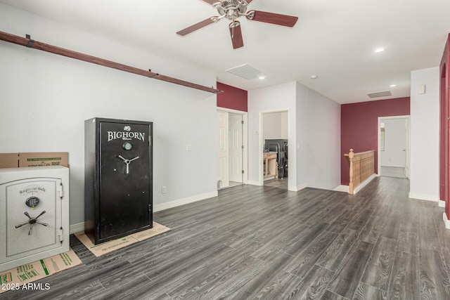 14604 W Banff Ln, Surprise, AZ 85379 - unfurnished living room with wood finished floors, ceiling fan, recessed lighting, and baseboards