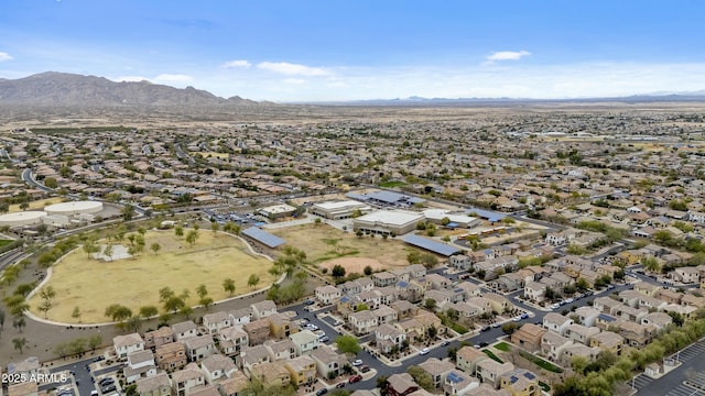 birds eye view of property with a residential view and a mountain view