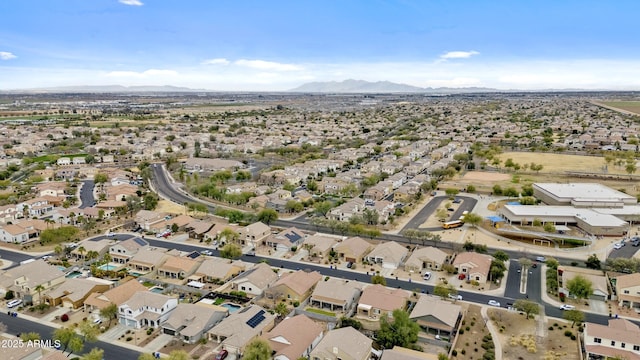 bird's eye view featuring a residential view and a mountain view