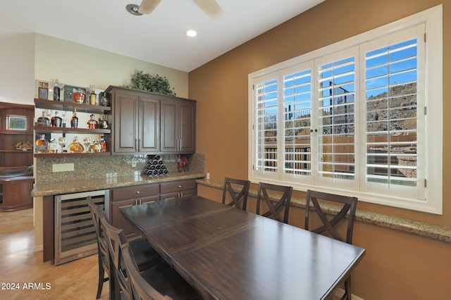 dining area featuring beverage cooler