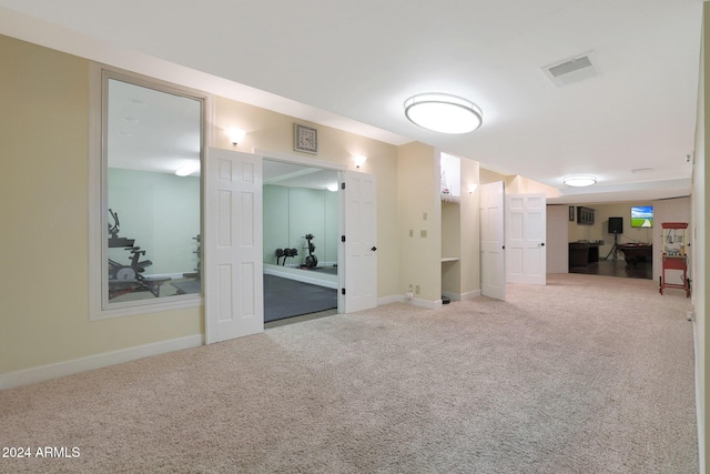 basement featuring carpet