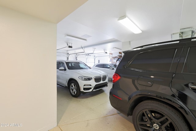 garage with a garage door opener