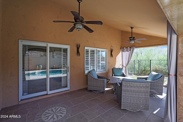 view of patio with ceiling fan