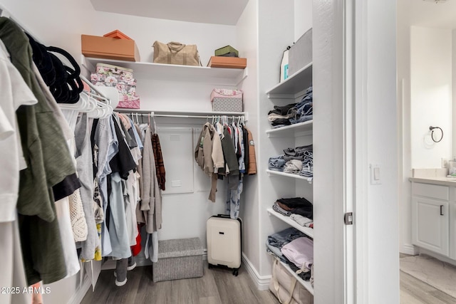 spacious closet with light wood-style floors