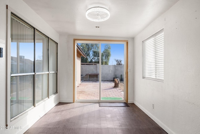 doorway featuring wood-type flooring