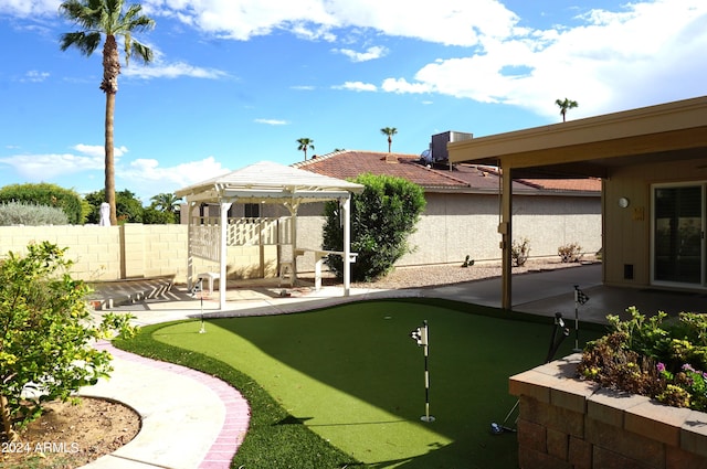 view of yard featuring a gazebo and a patio