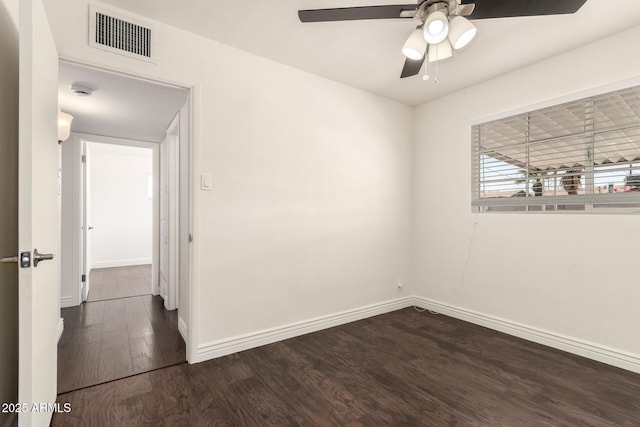 5635 N 35th Dr, Phoenix, AZ 85019 - unfurnished room with dark wood-style floors, baseboards, and a ceiling fan