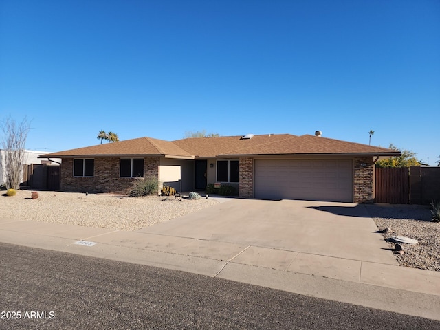 single story home with a garage