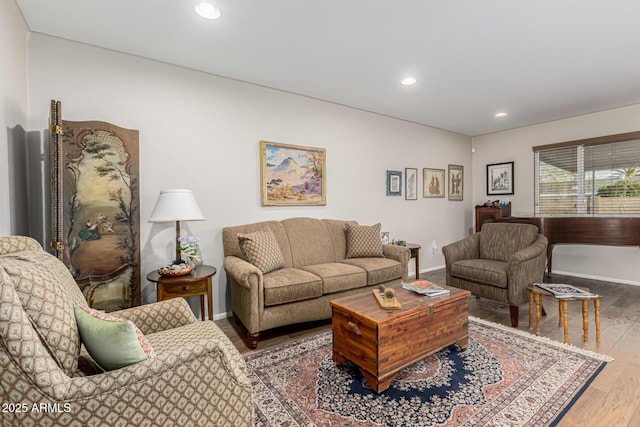 living room with hardwood / wood-style floors