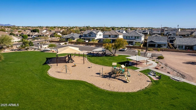 aerial view with a residential view