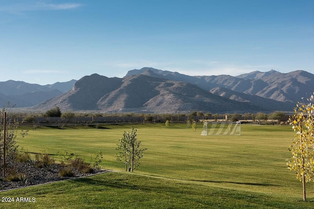 view of mountain feature with a rural view